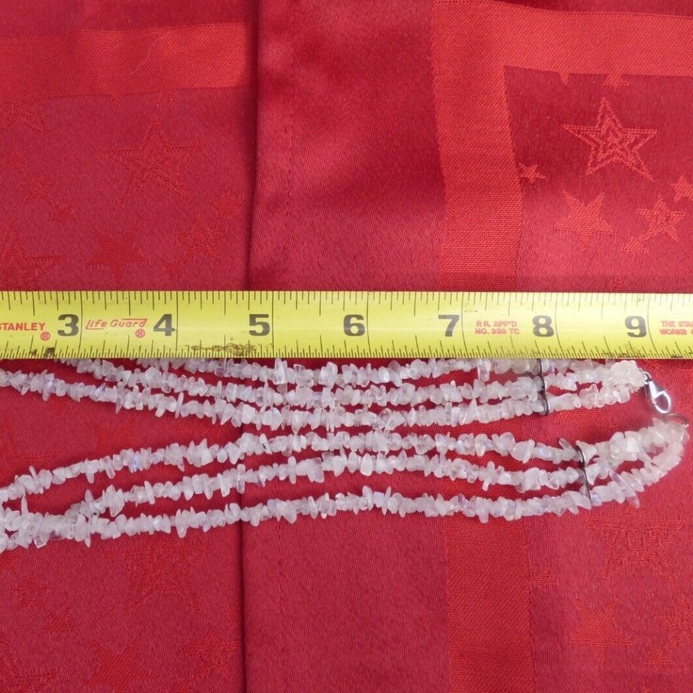 380CTS RAINBOW MOONSTONE 925 3 ROW NUGGET NECKLACE & TWISTED STRETCH BRACELET - Picture 9 of 9